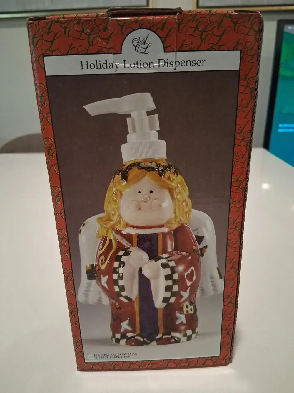 Vintage 1990s CL Creative Lines Christmas Angel Ceramic Lotion Soap Dispenser